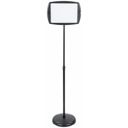 Bi-Office Vertical Magnetic Drywipe Floor Sign, Black