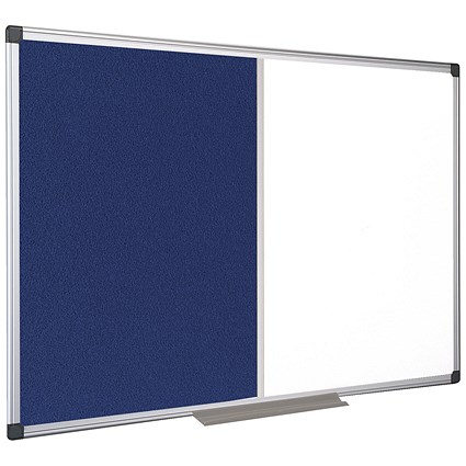 Bi-Office Drywipe and Blue Felt Combination Board, 1200x900mm, Aluminium Frame
