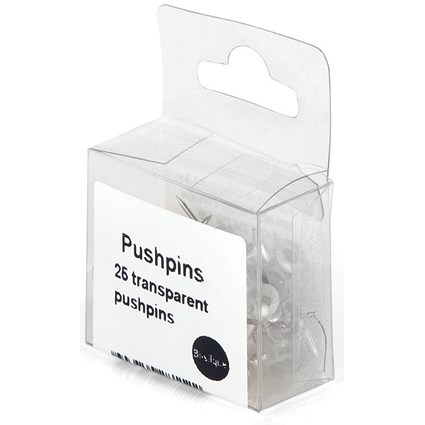 Bi-Office Push Pins, Clear/Transparent, Pack of 25 Bi-Office Push Pins, Clear/Transparent, Pack of 25