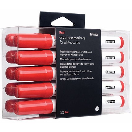 Bi-Office Drywipe Markers, Red, Pack of 10 Bi-Office Drywipe Markers, Red, Pack of 10