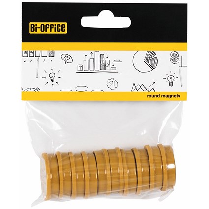 Bi-Office Round Magnets 30mm Yellow Pack of 10