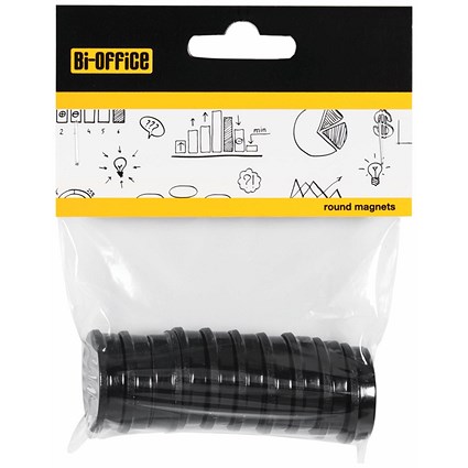 Bi-Office Round Magnets 30mm Black Pack of 10