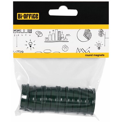 Bi-Office Round Magnets 30mm Green Pack of 10