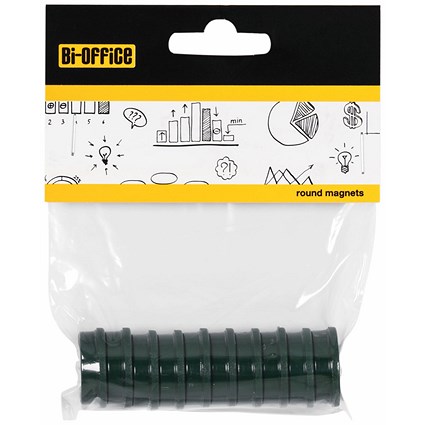 Bi-Office Round Magnets 25mm Green Pack of 10