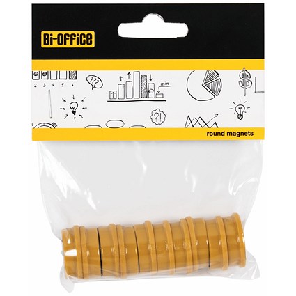 Bi-Office Round Magnets 25mm Yellow Pack of 10