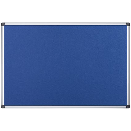 Bi-Office Aluminium Trim Felt Notice Board, 900x600mm, Blue