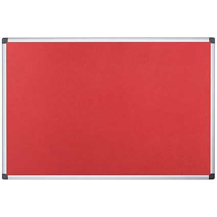 Bi-Office Aluminium Trim Felt Notice Board, 1200x900mm, Red