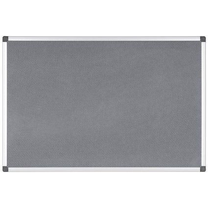 Bi-Office Felt Noticeboard 120x90cm Aluminium Frame Grey