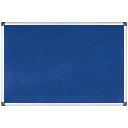 Bi-Office Aluminium Trim Felt Notice Board, 1800x1200mm, Blue