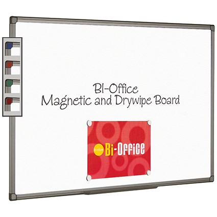 Bi-Office Magnetic Whiteboard, Aluminium Frame, 900x600mm