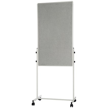 Bi-Office White Portable Duo Board and Flipchart Easel, 1200x790mm, Grey