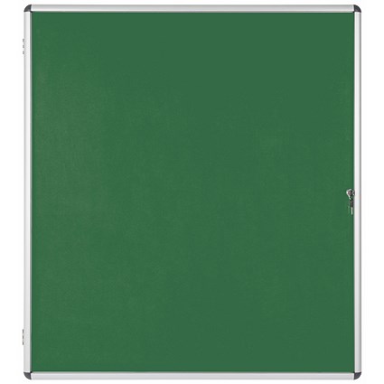 Bi-Office Enclore Green Felt Notice Board Display Case, 20xA4, Aluminium Frame
