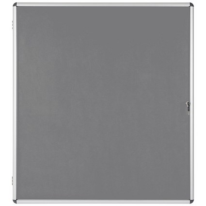 Bi-Office Enclore Grey Felt Notice Board Display Case, 20xA4, Aluminium Frame