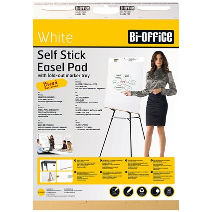 Bi-Office Self-Stick Flipchart Pad 635x762mm 30 Sheet White (Pack of 2)