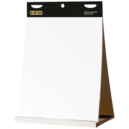Bi-Office Table Top Self-Stick Flipchart Pad, 585x500mm, 20 Sheets, White