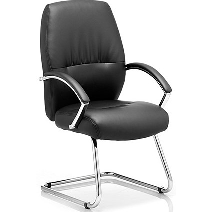 Dune Visitor Cantilever Leather Chair - Black
