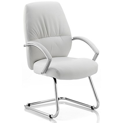 Dune Visitor Cantilever Leather Chair - White