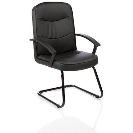Harley Leather Cantilever Visitor Chair - Black