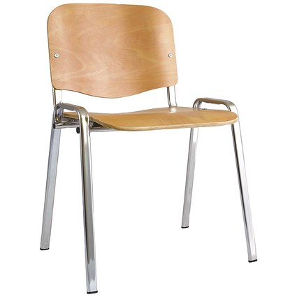 ISO Chrome Frame Stacking Chair, Beech