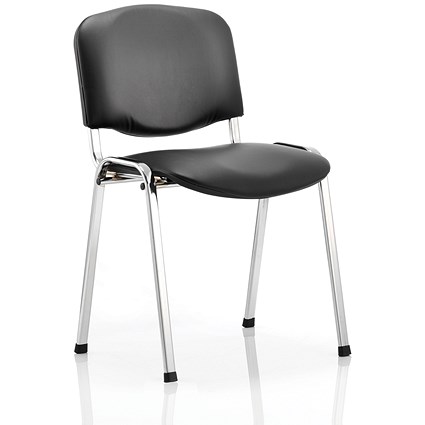 ISO Chrome Frame Stacking Chair, Black Vinyl
