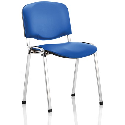 ISO Chrome Frame Stacking Chair, Blue Vinyl
