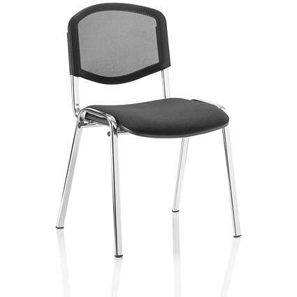 ISO Chrome Frame Stacking Chair, Black Mesh