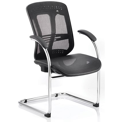 Mirage Mesh Visitor Cantilever Chair - Black