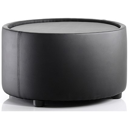 Neo Round Leather Coffee Table, 650mm Diameter, 380mm High, Black