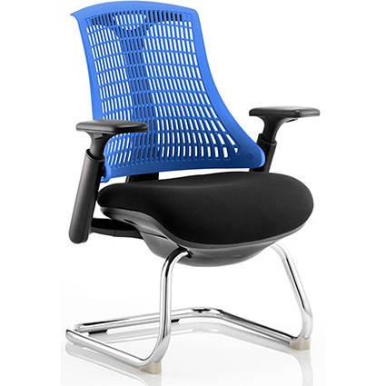 Flex Visitor Chair, Black Frame, Black Seat, Blue Back