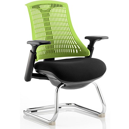 Flex Visitor Chair, Black Frame, Black Seat, Green Back