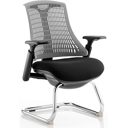 Flex Visitor Chair, Black Frame, Black Seat, Grey Back