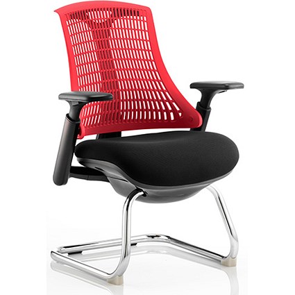 Flex Visitor Chair, Black Frame, Black Seat, Red Back