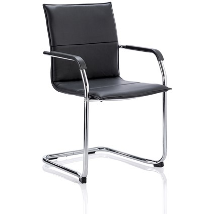 Echo Visitor Cantilever Leather Chair, Black