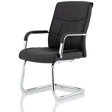 Carter Luxury Faux Leather Cantilever Chair, Black