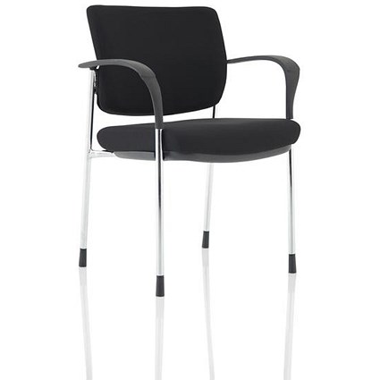 Brunswick Deluxe Visitors Chair, Chrome Frame, Black