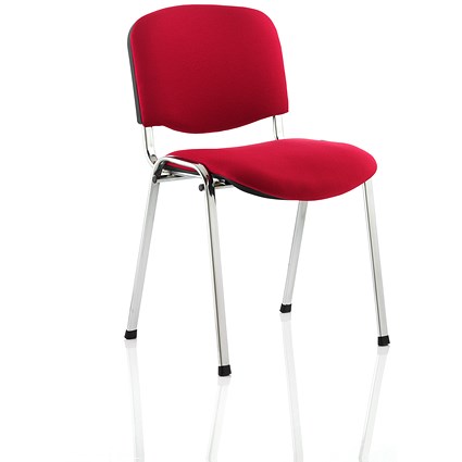 ISO Chrome Frame Stacking Chair - Red