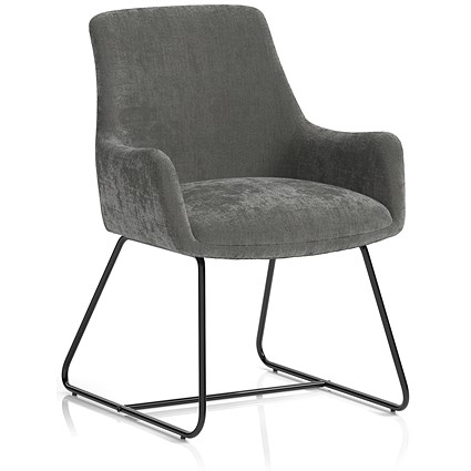 Quote Sled Base Reception Chair Grey Velour
