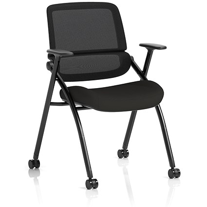 Capra Mesh Back Folding Training Chair Black Fabric Seat