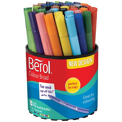 Berol Colour Broad Pen Water Based Ink Assorted (Pack of 42)