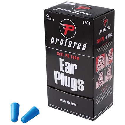 Proforce PU Foam Earplugs, Blue, Pack of 200
