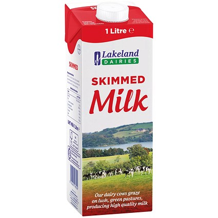 Lakeland Skimmed Longlife Milk Cartons, 1 Litre, Pack of 12