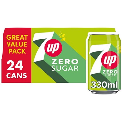 7Up Zero Lemon and Lime, 24 x 330ml Cans