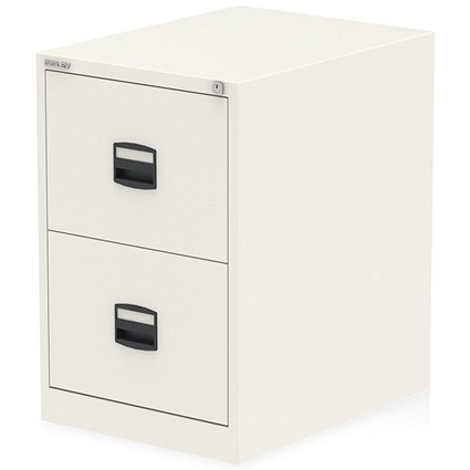 Qube by Bisley Foolscap Filing Cabinet, 2 Drawer, Chalk White