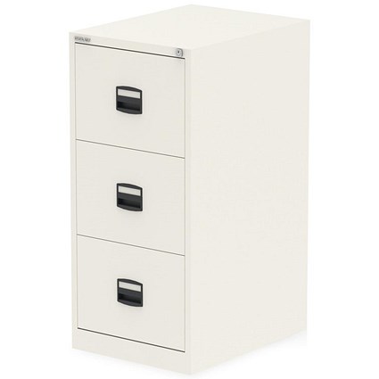 Qube by Bisley Foolscap Filing Cabinet, 3 Drawer, Chalk White