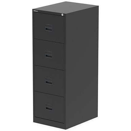 Qube by Bisley Foolscap Filing Cabinet, 4 Drawer, Black