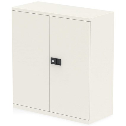 Qube by Bisley Low Metal Cupboard, 1 Shelf, 1000mm High, Chalk White