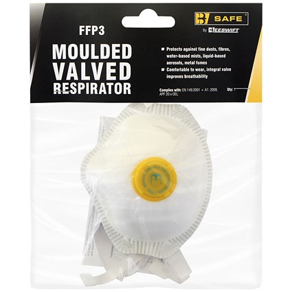 B-Safe FFP3 Moulded Valved Cup Mask, White B-Safe FFP3 Moulded Valved Cup Mask, White