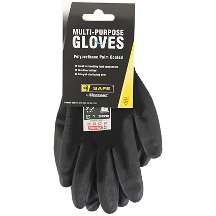 B-Safe Multi-Purpose Pu Coated Gloves, Black, XL