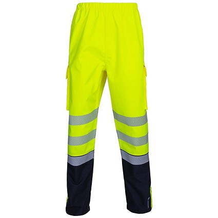 Beeswift Deltic Hi-Vis Two Tone Overtrousers, Saturn Yellow & Navy Blue, Medium Beeswift Deltic Hi-Vis Two Tone Overtrousers, Saturn Yellow & Navy Blue, Medium