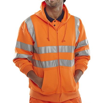 Beeswift Zip-Up Hooded Sweatshirt, Orange, XL
